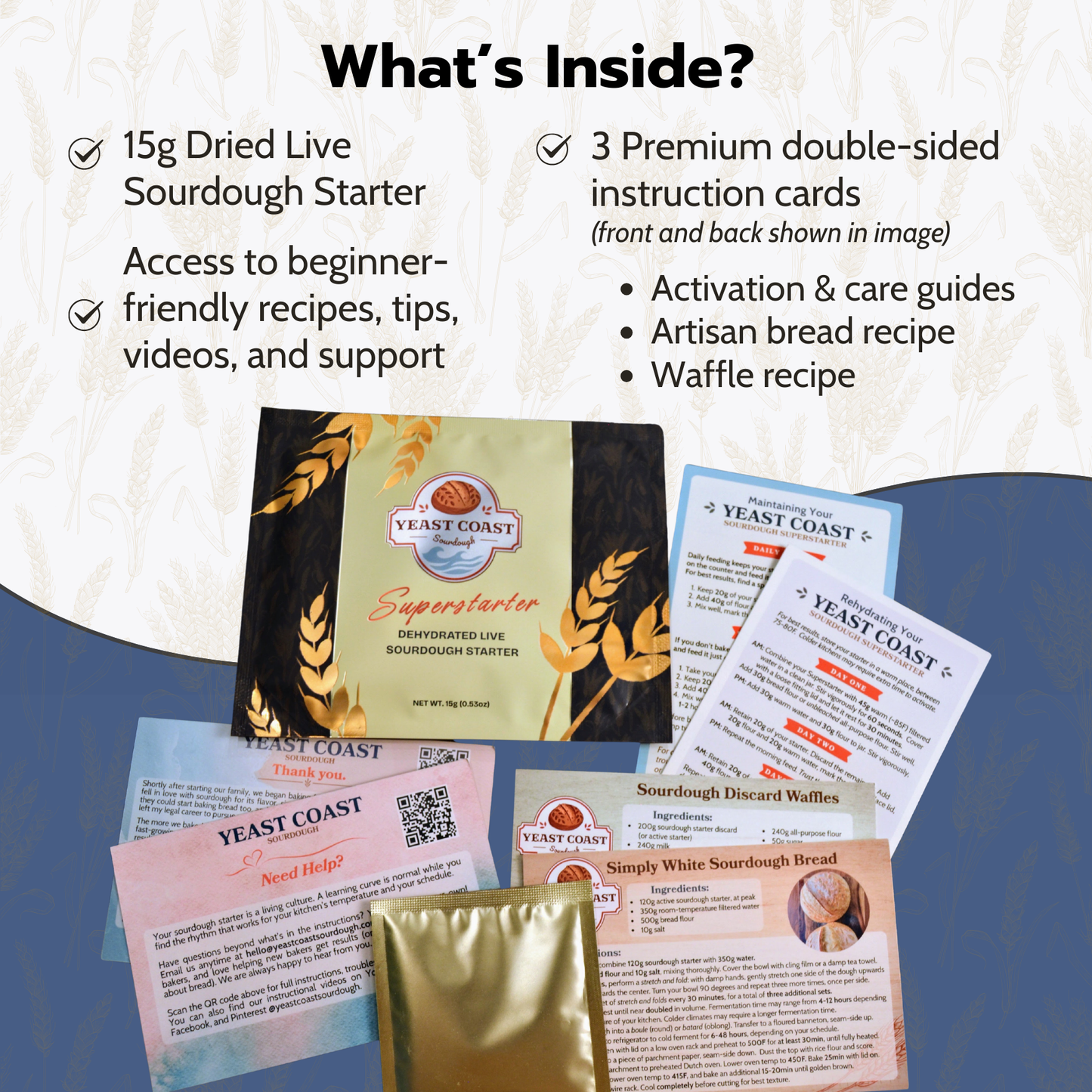 Premium Dried Sourdough Starter Kit - Live Superstarter Culture for Bread Baking (15g) - Yeast Coast Sourdough